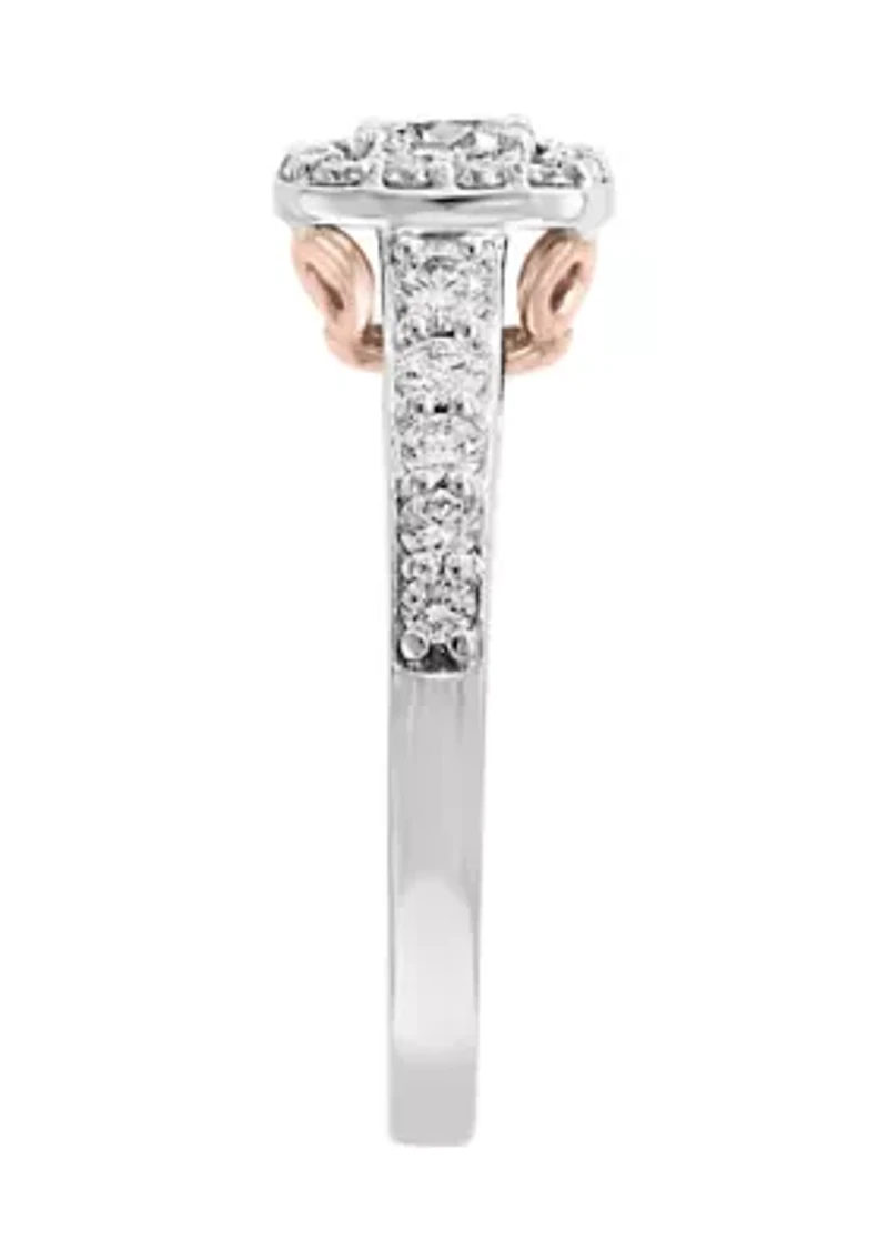 5/8 ct. t.w. Oval Diamond Ring in 14k Rose and White Gold