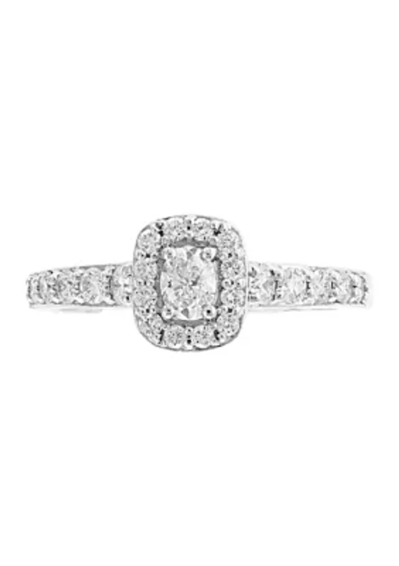 5/8 ct. t.w. Oval Diamond Ring in 14k Rose and White Gold