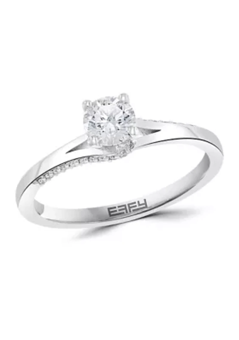 14k White Gold 1/2 ct. t.w. Center Diamond Solitaire  Ring