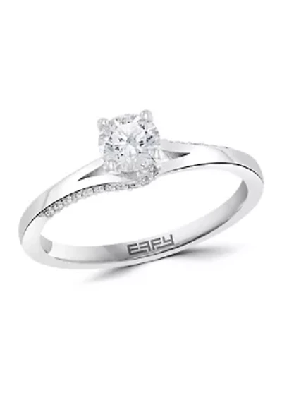 14k White Gold 1/2 ct. t.w. Center Diamond Solitaire  Ring