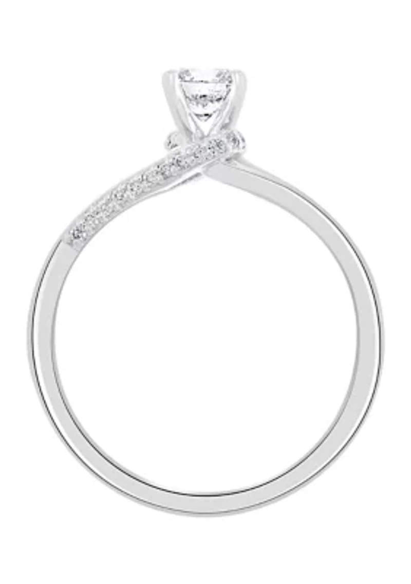 14k White Gold 1/2 ct. t.w. Center Diamond Solitaire  Ring