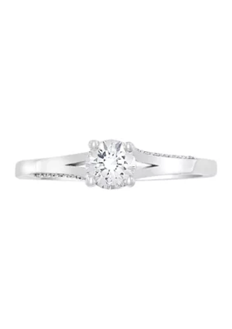 14k White Gold 1/2 ct. t.w. Center Diamond Solitaire  Ring