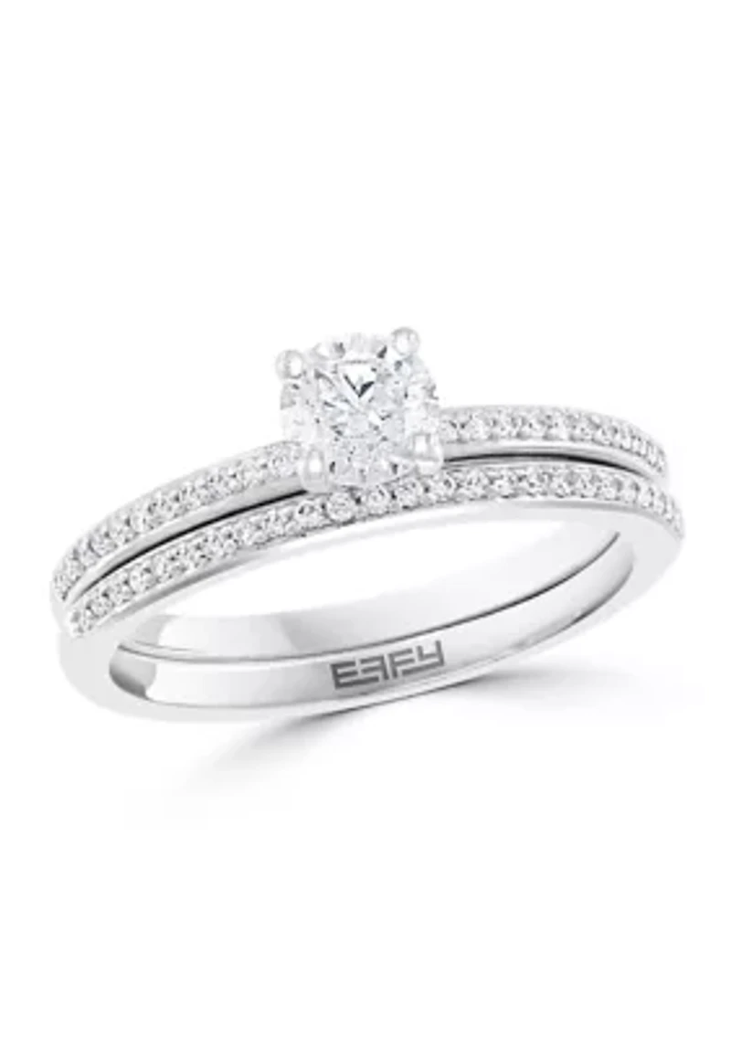 14k White Gold 1/2 ct. t.w. Center Diamond Solitaire and Band Set