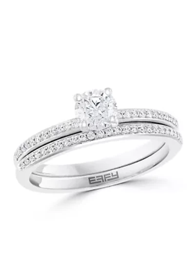 14k White Gold 1/2 ct. t.w. Center Diamond Solitaire and Band Set