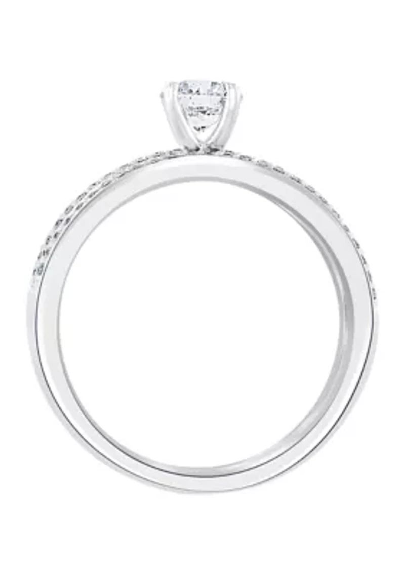 14k White Gold 1/2 ct. t.w. Center Diamond Solitaire and Band Set