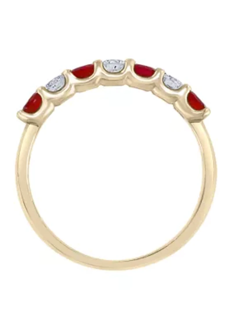 1/2 ct. tw. Ruby and 1/4 ct. tw. Diamond Ring in 14k Yellow Gold 