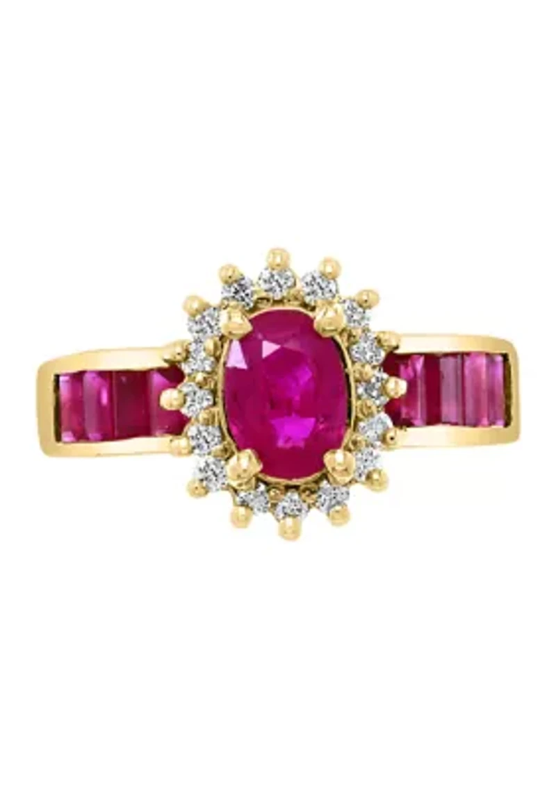 1/4 ct. t.w. Diamond and 1.94 ct. t.w. Ruby Ring in 14K Yellow Gold