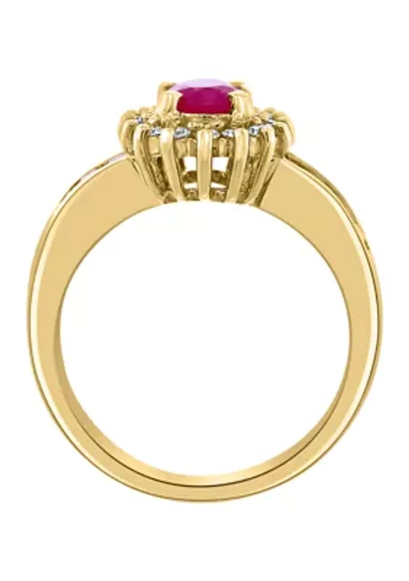 1/4 ct. t.w. Diamond and 1.94 ct. t.w. Ruby Ring in 14K Yellow Gold