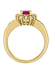 1/4 ct. t.w. Diamond and 1.94 ct. t.w. Ruby Ring in 14K Yellow Gold 