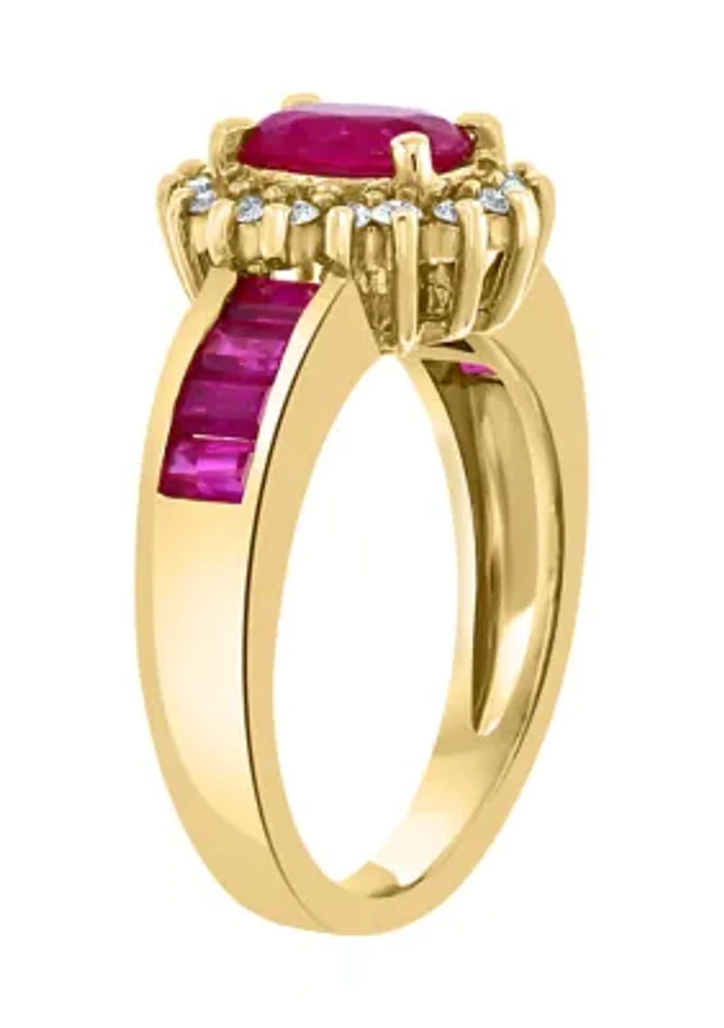 1/4 ct. t.w. Diamond and 1.94 ct. t.w. Ruby Ring in 14K Yellow Gold