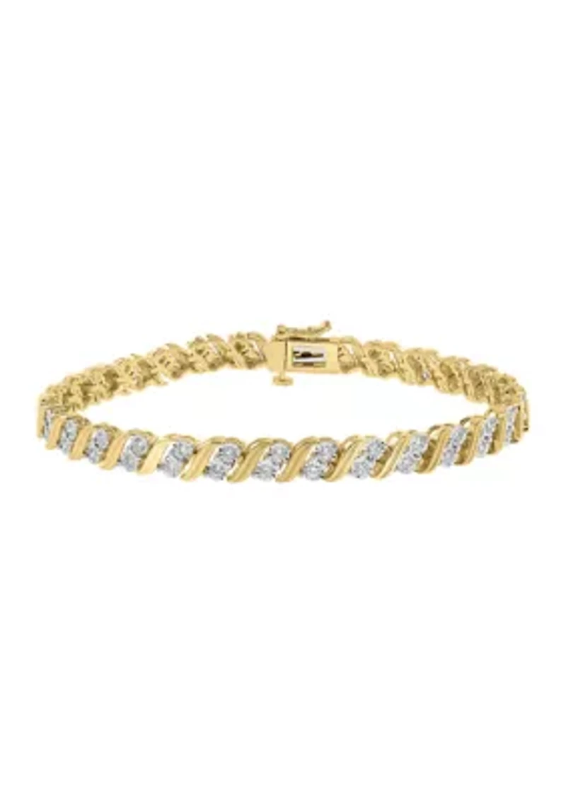 14KY Gold Plated Lab Grown Diamond Bracelet 