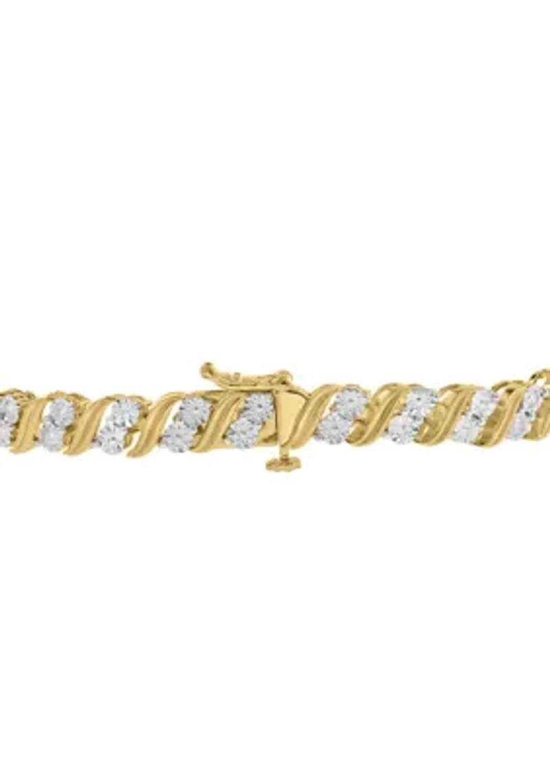 14KY Gold Plated Lab Grown Diamond Bracelet 