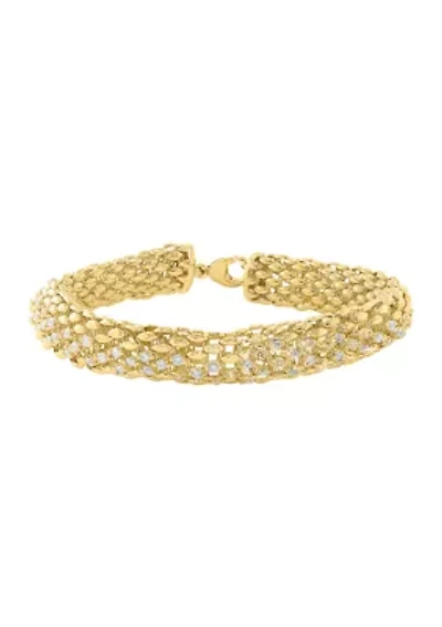 14K Yellow Gold Plated Over Sterling Silver Diamond Bracelet