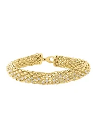 14K Yellow Gold Plated Over Sterling Silver Diamond Bracelet