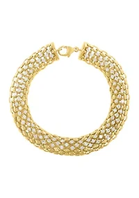 14K Yellow Gold Plated Over Sterling Silver Diamond Bracelet