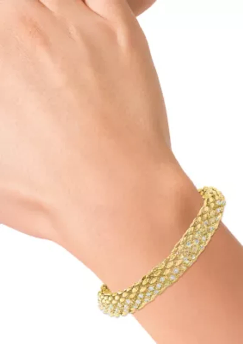 14K Yellow Gold Plated Over Sterling Silver Diamond Bracelet