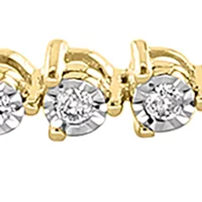 14K Two-Tone Gold Diamond Miracle Set Tennis Bracelet 