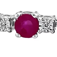 Diamond and Natural Ruby Bracelet in Sterling Silver