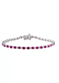 Diamond and Natural Ruby Bracelet in Sterling Silver