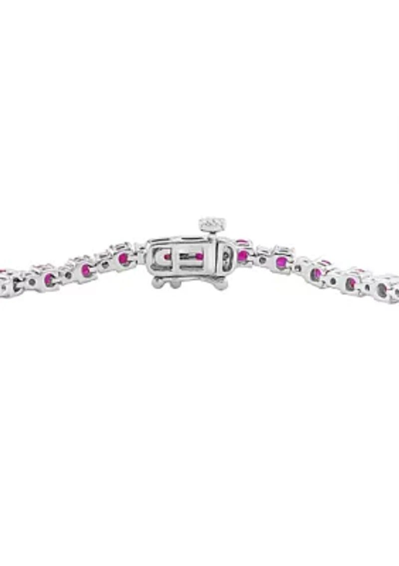 Diamond and Natural Ruby Bracelet in Sterling Silver