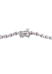 Diamond and Natural Ruby Bracelet in Sterling Silver