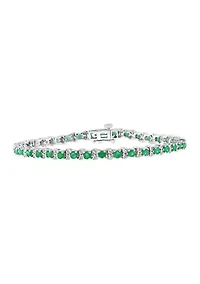 2.99 ct. t.w. Emerald and 1/5 ct. t.w. Diamond Tennis Bracelet in Sterling Silver
