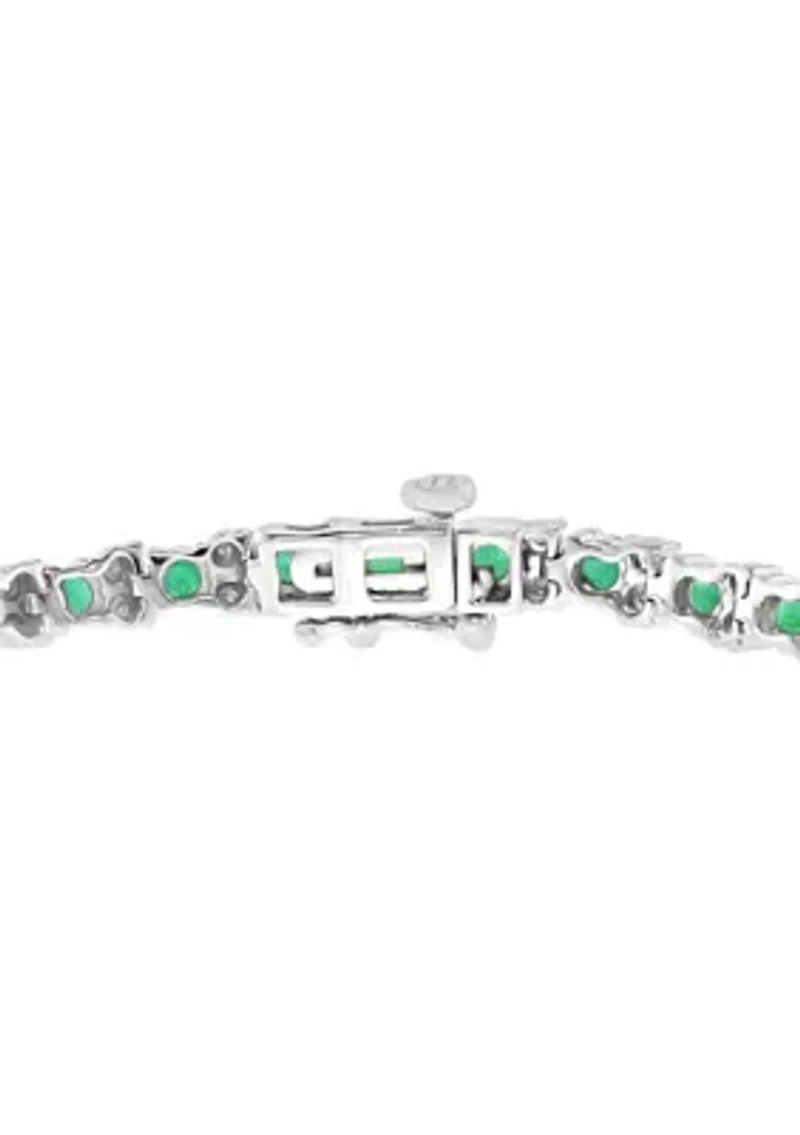 2.99 ct. t.w. Emerald and 1/5 ct. t.w. Diamond Tennis Bracelet in Sterling Silver