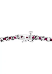 3.87 ct. t.w. Natural Ruby and 1/5 ct. t.w. Diamond Tennis Bracelet in Sterling Silver
