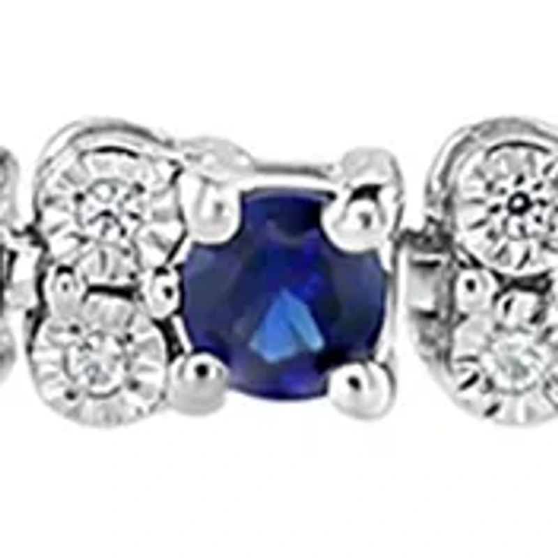  3.87 ct. t.w. Sapphire and 1/5 ct. t.w. Diamond Bracelet in Sterling Silver