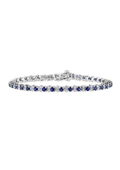 3.87 ct. t.w. Sapphire and 1/5 ct. t.w. Diamond Bracelet in Sterling Silver