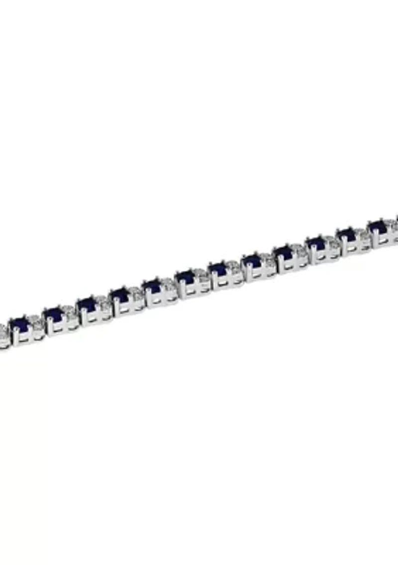  3.87 ct. t.w. Sapphire and 1/5 ct. t.w. Diamond Bracelet in Sterling Silver