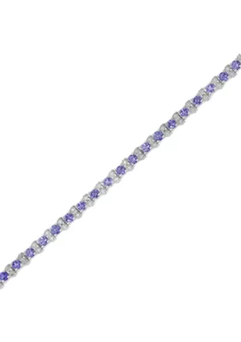 Silver Diamond Tanzanite Bracelet 