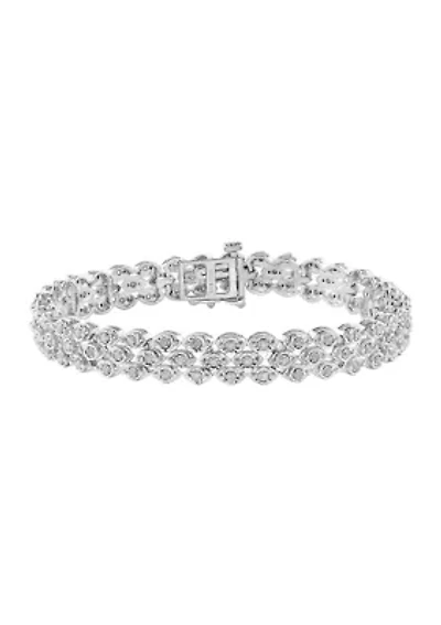 3/4 ct. t.w. Diamond 3 Row Tennis Bracelet in Sterling Silver