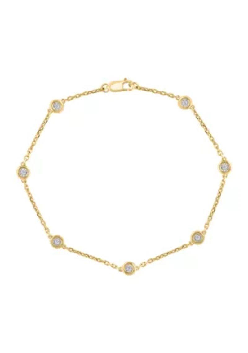 Miracle Set Diamond Station Bracelet in Gold-Plated Sterling Silver 