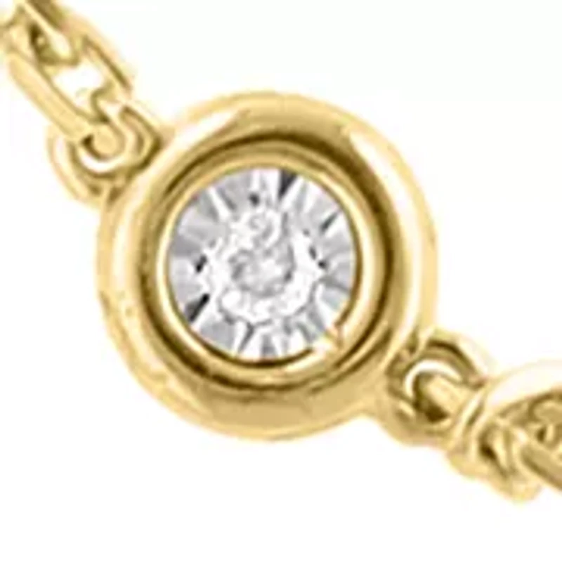 1/10 ct. t.w. Diamond Station Illusion Bracelet in Gold Plated Sterling Silver