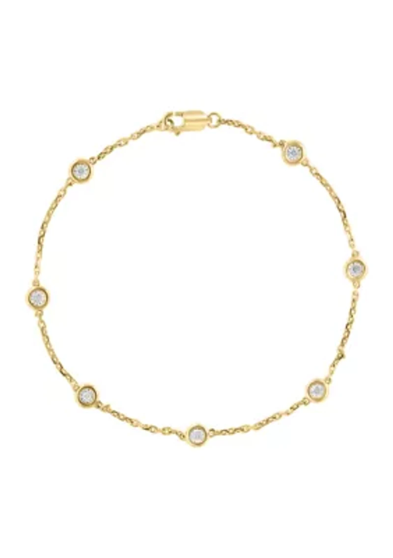 1/10 ct. t.w. Diamond Station Illusion Bracelet in Gold Plated Sterling Silver