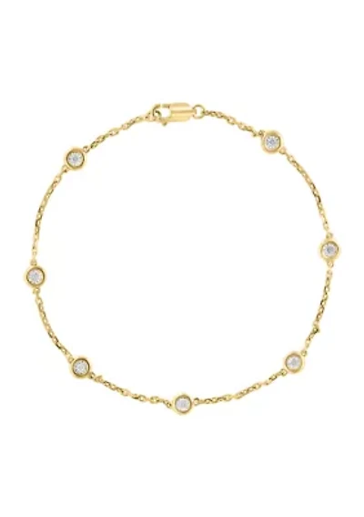 1/10 ct. t.w. Diamond Station Illusion Bracelet in Gold Plated Sterling Silver