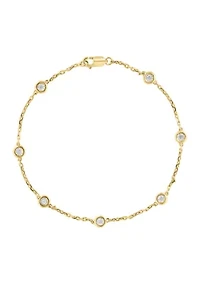 1/10 ct. t.w. Diamond Station Illusion Bracelet in Gold Plated Sterling Silver