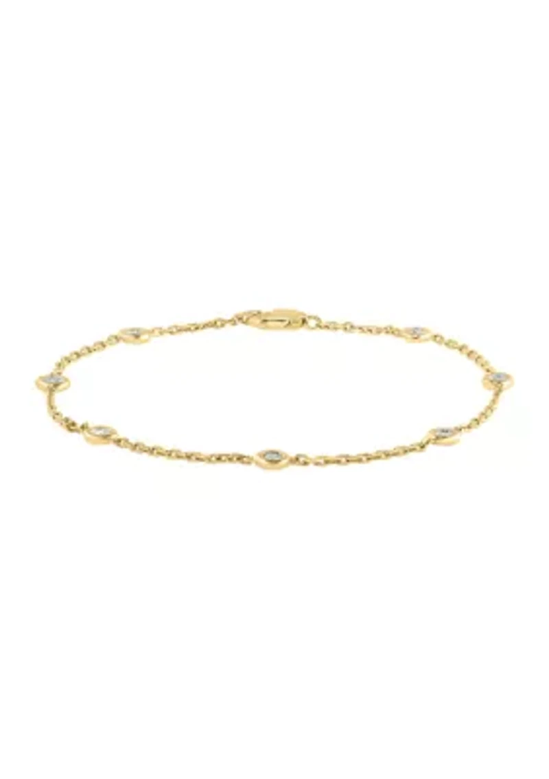 1/10 ct. t.w. Diamond Station Illusion Bracelet in Gold Plated Sterling Silver