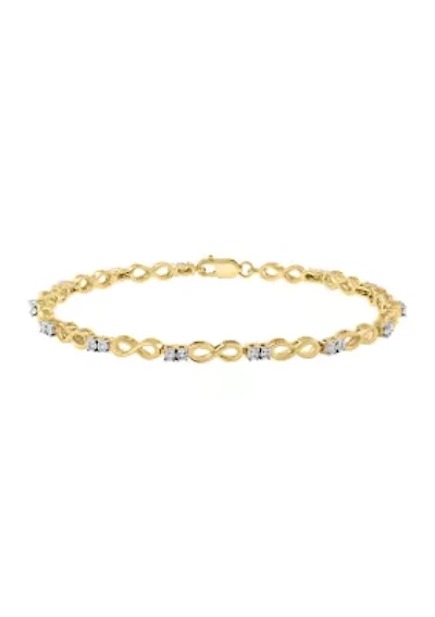 Silver 14K Yellow Gold Plated Diamond Bracelet 