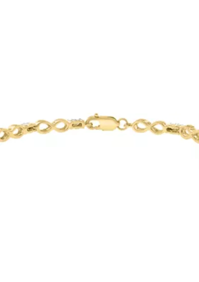 Silver 14K Yellow Gold Plated Diamond Bracelet 