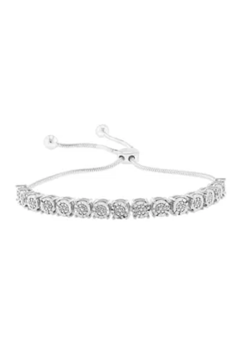 Sterling Silver Diamond Bolo Bracelet