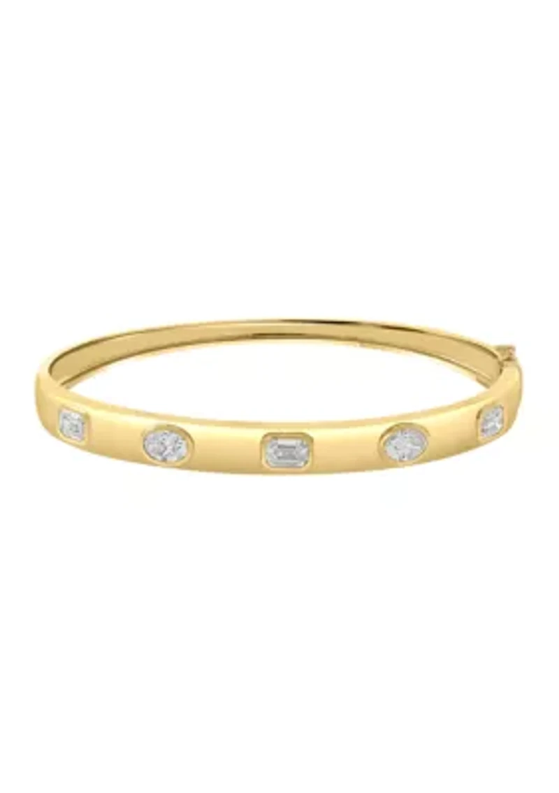 14K Yellow Gold Lab Grown Diamond Bangle 