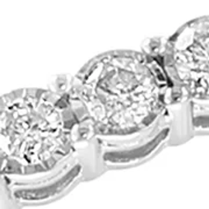 Diamond Bangle Bracelet in Sterling Silver