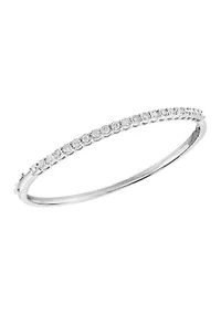 Diamond Bangle Bracelet in Sterling Silver
