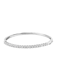 Diamond Bangle Bracelet in Sterling Silver