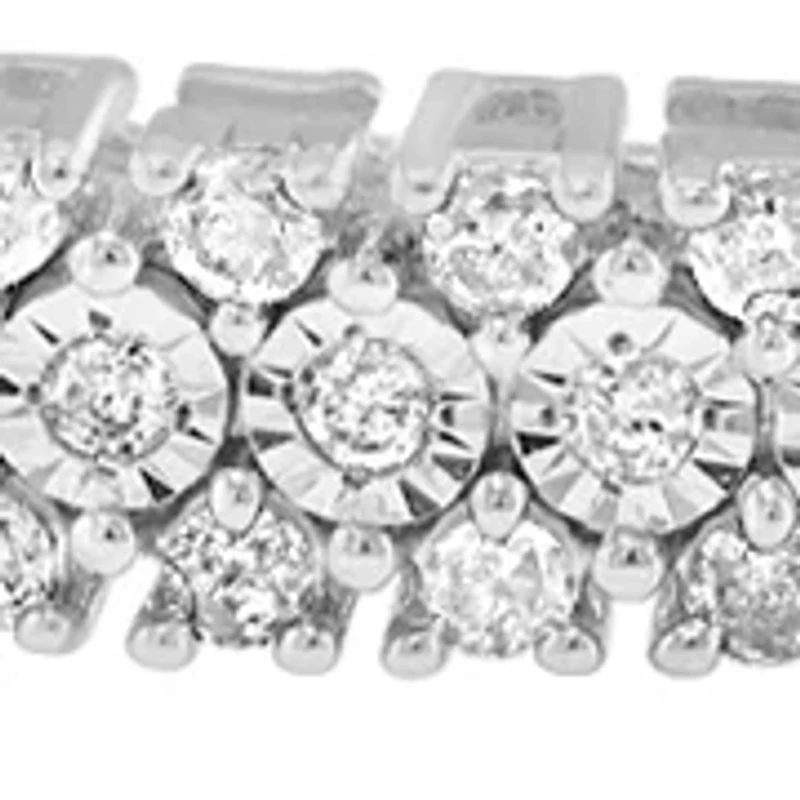 3/4 ct. t.w. Diamond Bangle Bracelet in Sterling Silver