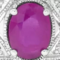 Diamond Natural Ruby Bangle Bracelet in Sterling Silver