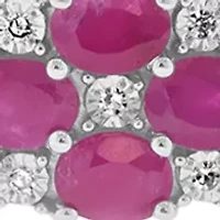 Sterling Silver Diamond, Natural Ruby Bangle