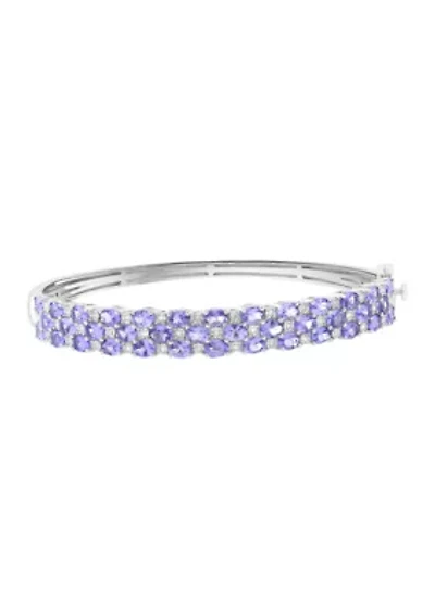 Sterling Silver Diamond, Tanzanite Bangle